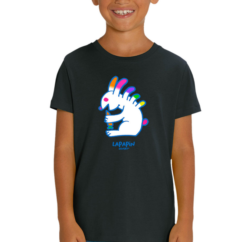 T-shirt enfant coton bio noir Lapapin (Michel Gondry,Gondry©,Animaux)