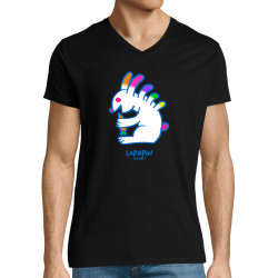 T-shirt homme col V noir Lapapin (Michel Gondry,Gondry©,Animaux)