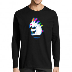 T-shirt homme manches longues noir Lapapin (Michel Gondry,Gondry©,Animaux)