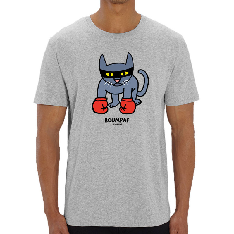 T-shirt homme coton bio gris chiné Boumpaf (Michel Gondry,Gondry©,Animaux,Chats)