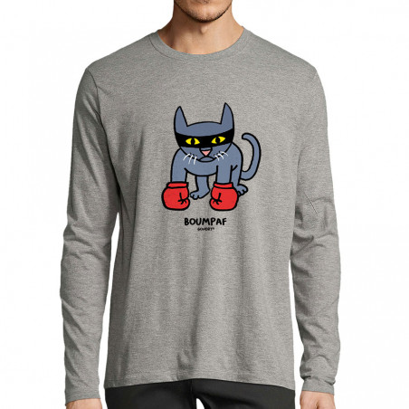 T-shirt homme manches longues gris chiné Boumpaf (Michel Gondry,Gondry©,Animaux,Chats)