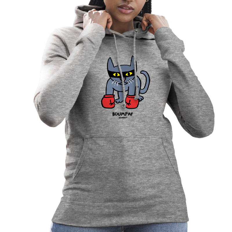 Sweat femme à capuche gris chiné Boumpaf (Michel Gondry,Gondry©,Animaux,Chats)
