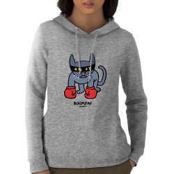 Sweat femme à capuche coton bio gris chiné Boumpaf (Michel Gondry,Gondry©,Animaux,Chats)