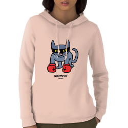 Sweat femme à capuche coton bio rose clair Boumpaf (Michel Gondry,Gondry©,Animaux,Chats)