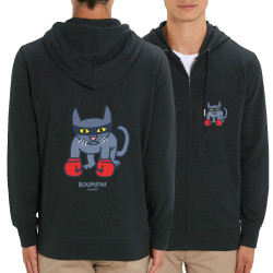 Sweat homme zippé à capuche coton bio noir Boumpaf (Michel Gondry,Gondry©,Animaux,Chats)