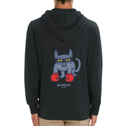 Sweat homme zippé à capuche coton bio noir Boumpaf (Michel Gondry,Gondry©,Animaux,Chats)