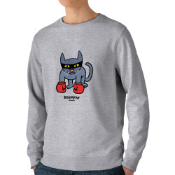 Sweat homme bio col rond gris chiné Boumpaf (Michel Gondry,Gondry©,Animaux,Chats)