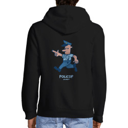 Sweat homme à capuche zippé noir Policop (Michel Gondry,Gondry©,Humour)