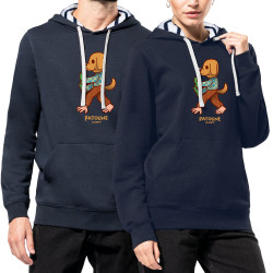 Sweat capuche à motifs unisexe bleu marine et marinière Patoune (Michel Gondry,Gondry©,Animaux)