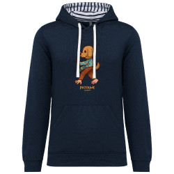 Sweat capuche à motifs unisexe bleu marine et marinière Patoune (Michel Gondry,Gondry©,Animaux)