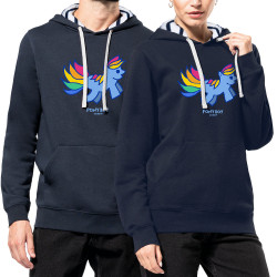 Sweat capuche à motifs unisexe bleu marine et marinière Pony Boy (Michel Gondry,Gondry©,Animaux)