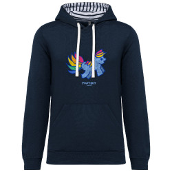 Sweat capuche à motifs unisexe bleu marine et marinière Pony Boy (Michel Gondry,Gondry©,Animaux)