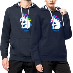 Sweat capuche à motifs unisexe bleu marine et marinière Lapapin (Michel Gondry,Gondry©,Animaux)