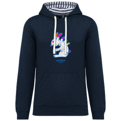 Sweat capuche à motifs unisexe bleu marine et marinière Lapapin (Michel Gondry,Gondry©,Animaux)