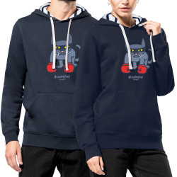 Sweat capuche à motifs unisexe bleu marine et marinière Boumpaf (Michel Gondry,Gondry©,Animaux,Chats)