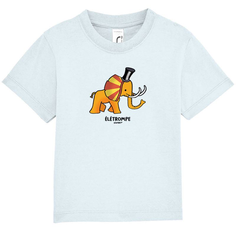 T-shirt bébé bleu ciel élétrompe (Michel Gondry,Gondry©,Animaux)