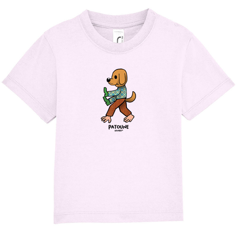 T-shirt bébé rose pale Patoune (Michel Gondry,Gondry©,Animaux)