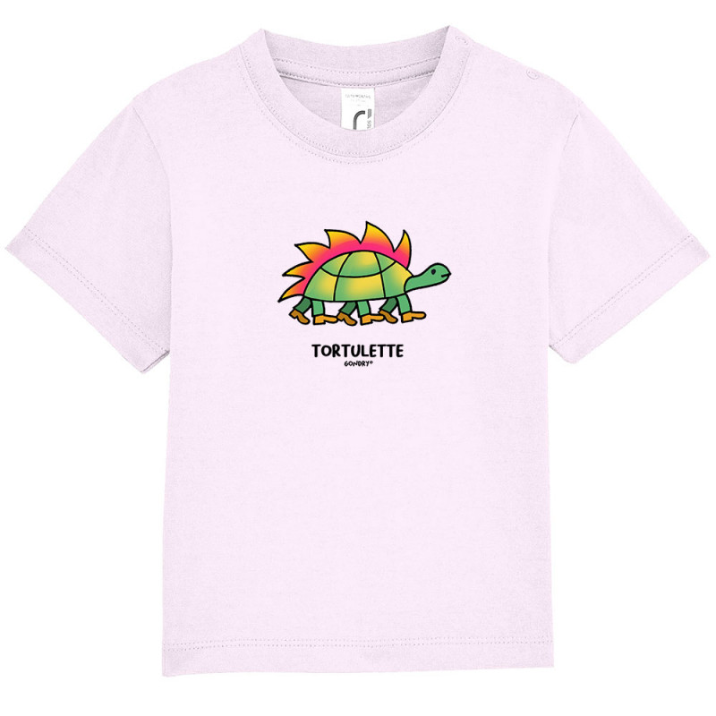 T-shirt bébé rose pale Tortulette (Michel Gondry,Gondry©,Animaux)