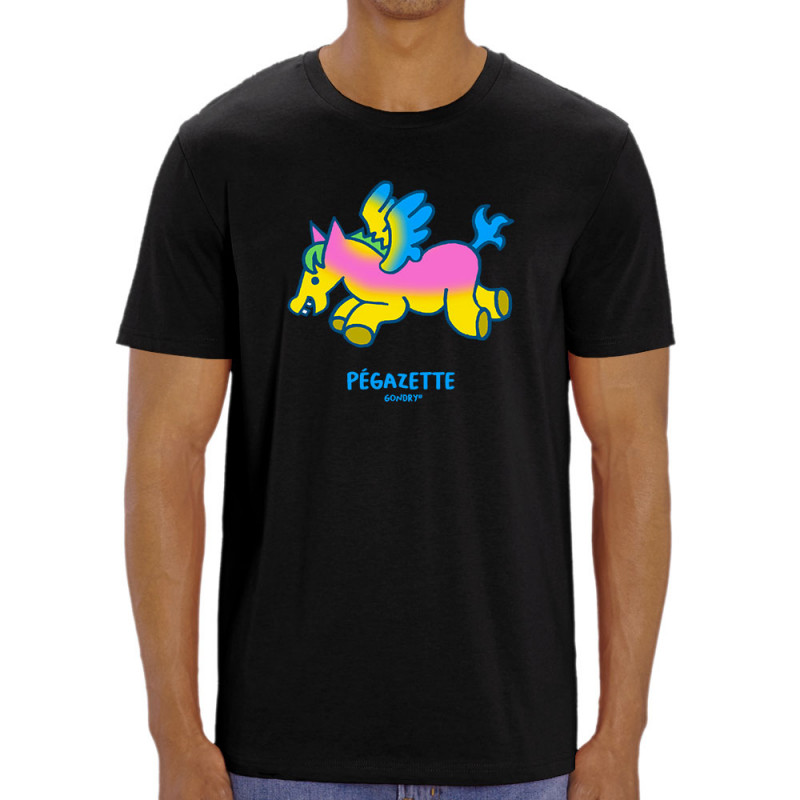 T-shirt homme coton bio noir Pégazette (Michel Gondry,Gondry©,Animaux)