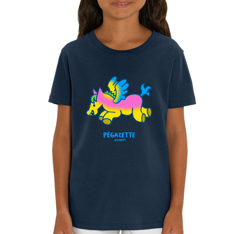 T-shirt enfant coton bio bleu marine Pégazette (Michel Gondry,Gondry©,Animaux)