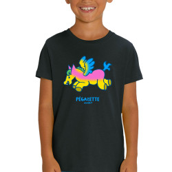 T-shirt enfant coton bio noir Pégazette (Michel Gondry,Gondry©,Animaux)