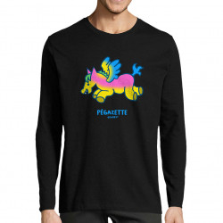T-shirt homme manches longues noir Pégazette (Michel Gondry,Gondry©,Animaux)