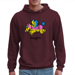 Sweat homme à capuche bordeaux Pégazette (Michel Gondry,Gondry©,Animaux)