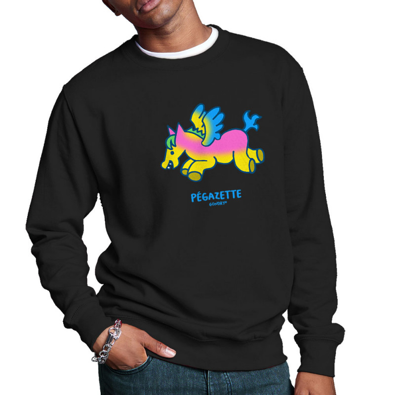 Sweat homme col rond noir Pégazette (Michel Gondry,Gondry©,Animaux)