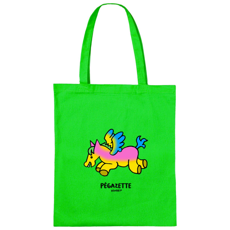Sac shopping en toile vert prairie Pégazette (Michel Gondry,Gondry©,Animaux)