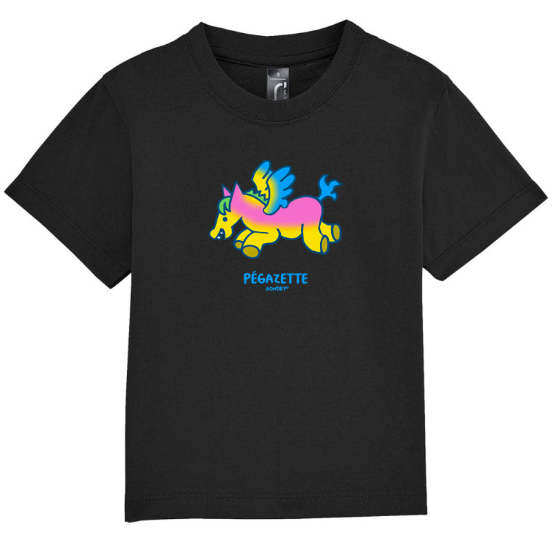 T-shirt bébé noir Pégazette (Michel Gondry,Gondry©,Animaux)