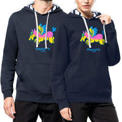 Sweat capuche à motifs unisexe bleu marine et marinière Pégazette (Michel Gondry,Gondry©,Animaux)