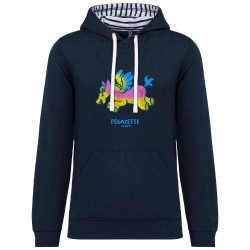 Sweat capuche à motifs unisexe bleu marine et marinière Pégazette (Michel Gondry,Gondry©,Animaux)