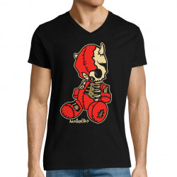 T-shirt homme col V noir Dead Puppet (Diabolik,Têtes de morts)