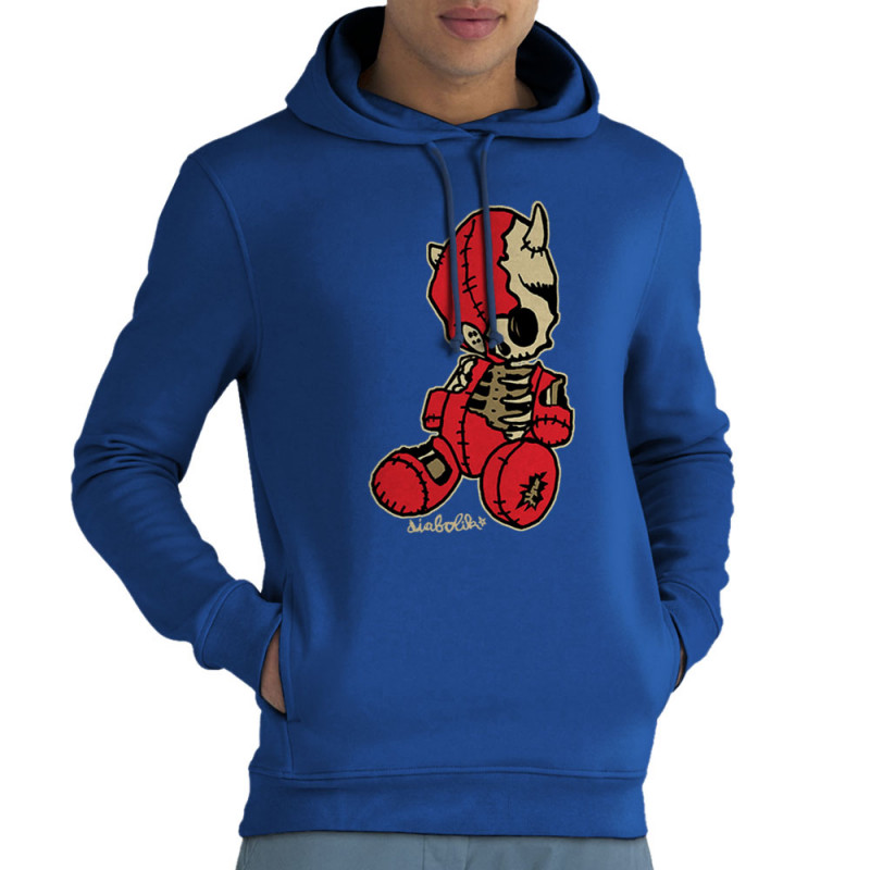Sweat homme à capuche coton bio bleu royal Dead Puppet (Diabolik,Têtes de morts)