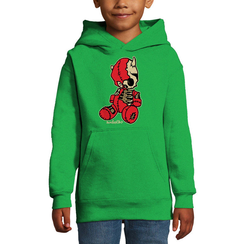 Sweat enfant à capuche vert prairie Dead Puppet (Diabolik,Têtes de morts)