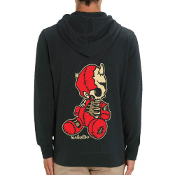 Sweat homme zippé à capuche coton bio noir Dead Puppet (Diabolik,Têtes de morts)
