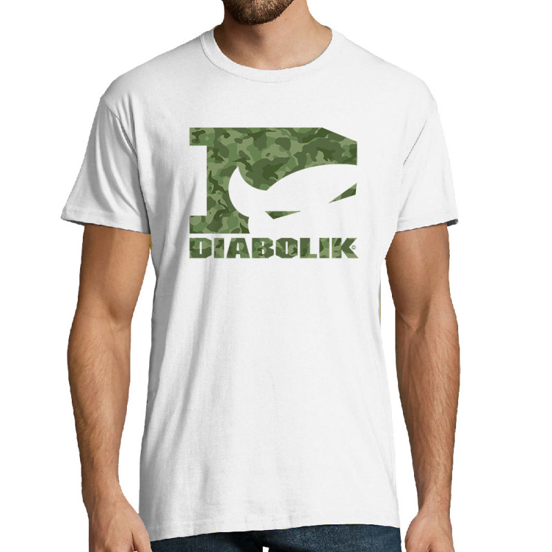 Tee-shirt homme blanc Green camo logo (Diabolik)