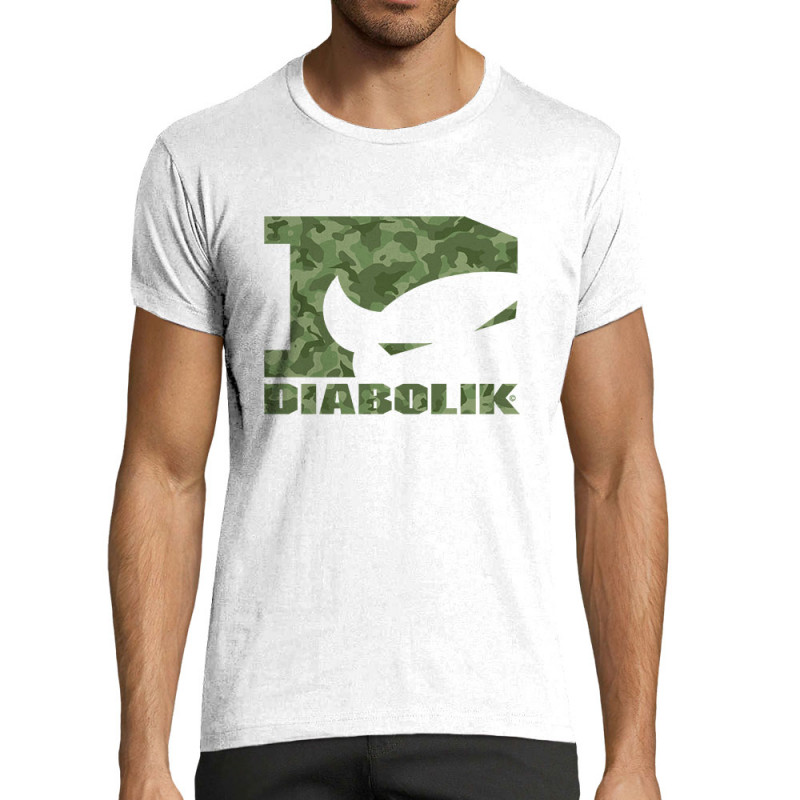 T-shirt homme fit blanc Green camo logo (Diabolik)