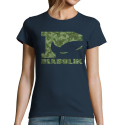 T-shirt femme bleu marine Green camo logo (Diabolik)