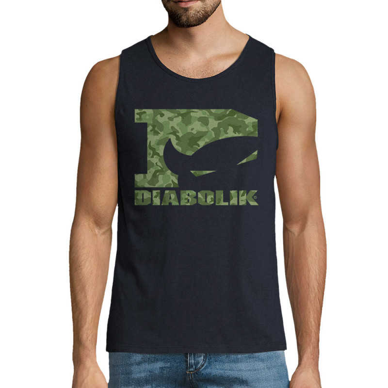Débardeur homme bleu marine Green camo logo (Diabolik)