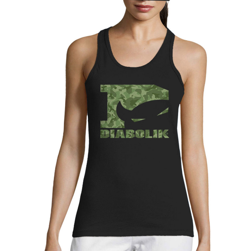 Débardeur femme noir Green camo logo (Diabolik)