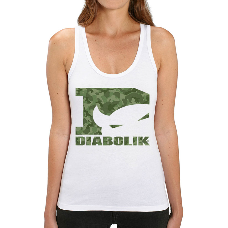 Débardeur femme coton bio blanc Green camo logo (Diabolik)