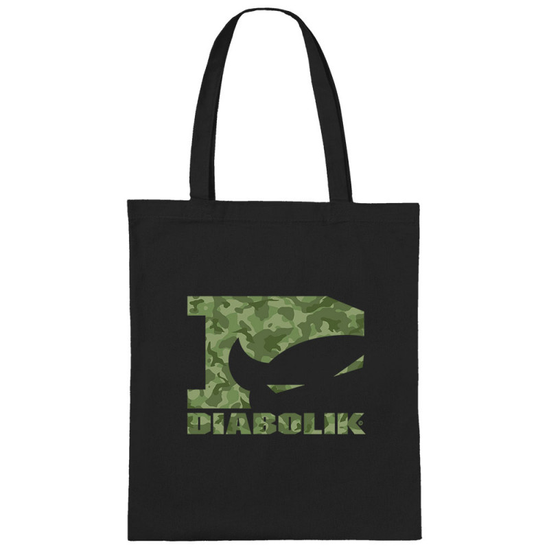 Sac shopping en toile noir Green camo logo (Diabolik)