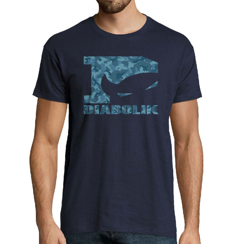 Tee-shirt homme bleu marine Blue camo logo (Diabolik)