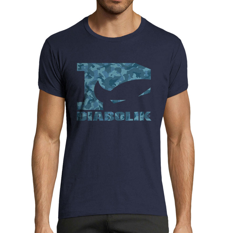 T-shirt homme fit bleu marine Blue camo logo (Diabolik)