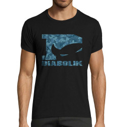 T-shirt homme fit noir Blue camo logo (Diabolik)