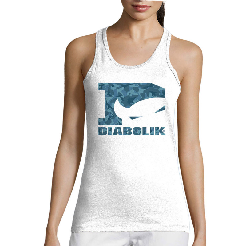 Débardeur femme blanc Blue camo logo (Diabolik)