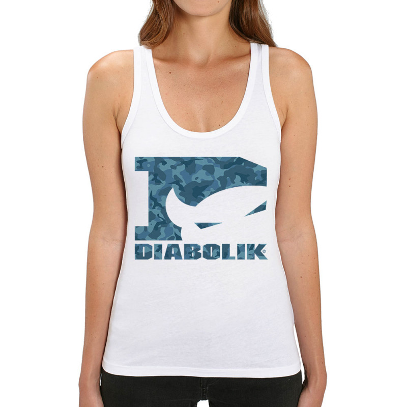 Débardeur femme coton bio blanc Blue camo logo (Diabolik)