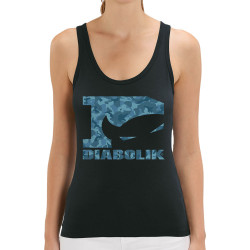 Débardeur femme coton bio noir Blue camo logo (Diabolik)