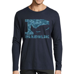 T-shirt homme manches longues bleu marine Blue camo logo (Diabolik)